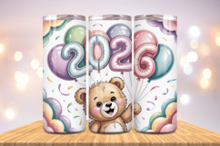 Festive Happy New Year Tumbler Wrap 2026: 20oz Skinny Tumble Product Image 1