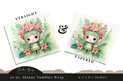Cute Watercolor Christmas Elf Tumbler Wrap PNG Product Image 3