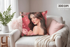 Afro Girl /Woman braided hair Pillow Design, Black Queen PNG Product Image 1