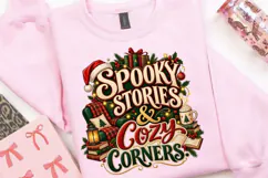 Spooky Stories & Cozy Corners PNG, Christmas Book Lover Product Image 3