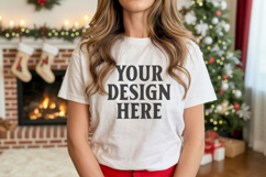 Bella Canvas 3001 White Christmas Shirt Mockup, Trandy Product Image 1