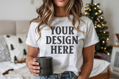 Christmas Bella Canvas 3001 White Shirt Mockup ,Trandy mock Product Image 1