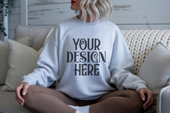 Sport Grey Gildan 18000 Crewneck Sweatshirt Mockups,G18000 Product Image 1