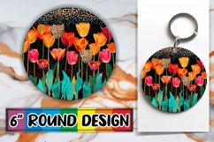 Glittering Blossom Sparkle Sublimation Circle: Keychain, Coa Product Image 1