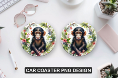 Chimpanzee Car Coaster Sublimation| Animal Coaster PNG Product Image 1