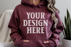 Maroon Gildan 18500 Hoodie Mockup, G18000 Hoodie Model mock Product Image 1