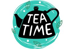 Cooking food lettering TEA TIME. Kitchen badge logo Product Image 1
