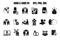 Black Psychology Icon Set Product Image 1