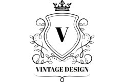 Royal shields badges with V letter. Vintage luxury logo Product Image 1