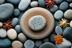 Zen stone arrangement on dark background Product Image 1