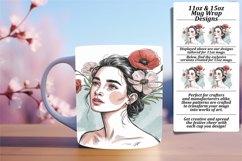 Trendy 11oz Mug Wrap Png Design , Beauty Woman Product Image 1