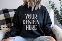 Black Gildan 18000 Sweatshirt Mockup,G18000 Crewneck Sweatsh Product Image 1