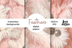 Ostrich Feathers Rococo Valentine Digital Paper Kit Seamless Product Image 1
