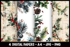 4 Christmas Digital Papers I Christmas Junk Journal Pages Product Image 1