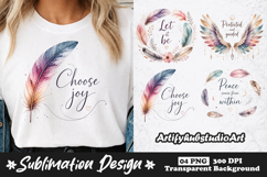 Choose Joy Feather Watercolor Sublimation PNG for T Shirt Product Image 1