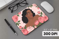 Afro Girl / Woman braided hair Mouse Pad, Black Queen PNG Product Image 1