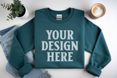 Heather Sport Gildan 18000 Folded Flat Lay Mockups Product Image 1