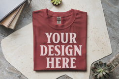 Red Gildan 5000 Flat Lay Tshirt Mockup, G5000 mockups Product Image 1