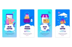 Online shopping onboard screen. Mobile app banners with e-co Product Image 1