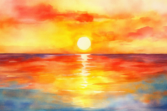 Sunset Watercolor Painting Background Wallpaper Product Image 1