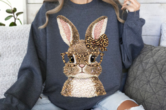 Easter Bunny png, Leopard Print Knit Bunny with Glasses png Product Image 5