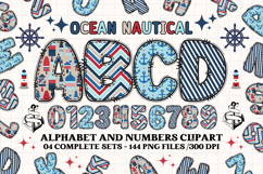 Ocean Nautical png alphabet, ocean nautical letters doodle Product Image 1
