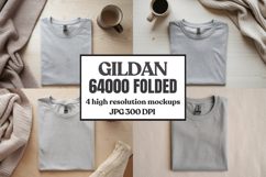 Gildan 64000 Folded Tshirt Mockup , Folded Tee Flat Lay Product Image 1
