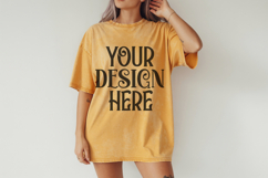 Mustard Comfort Colors 1717 T-shirt Mockups, Real Model Product Image 1