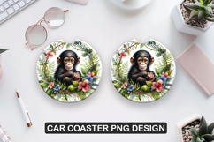 Chimpanzee Car Coaster Sublimation| Animal Coaster PNG Product Image 1