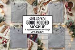 Gildan 5000 Folded Christmas Mockup, G5000 mockup Product Image 1