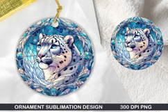 Leopard Stained Glass Ornament PNG, Digital Download File Product Image 1