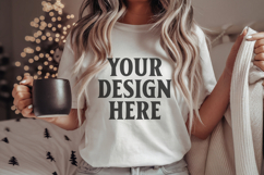 Christmas Bella Canvas 3001 White Shirt Mockup ,Trandy mock Product Image 1