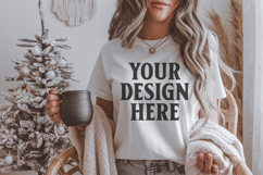 Bella Canvas 3001 White Christmas Shirt Mockup, Trandy Product Image 1