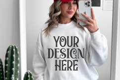 White Gildan 18000 Mockup, Sweatshirt Crewneck Mockups Product Image 1