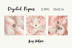Ostrich Feathers Rococo Valentine Digital Paper Kit Seamless Product Image 2