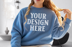 Indigo Blue Gildan 18000 Crewnwck Sweatshirt Mockup, gildan Product Image 1