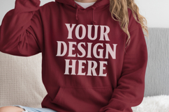 Maroon Gildan 18500 Hoodie Mockup, G18000 Hoodie Model mock Product Image 1