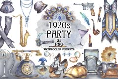 1920s party watercolor clipart Product Image 1