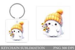 Cute Ghost Keychain Design. Cute Halloween Keychain Product Image 1