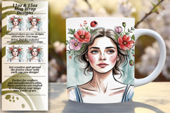 Artful 11oz Mug Wrap Png Template , Beauty Woman Product Image 1