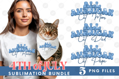 American Cat Mama Papa 4th of July USA Paw DTF PNG Bundle Product Image 1