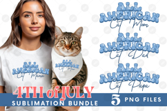 American Cat Mama Papa 4th of July USA Paw DTF PNG Bundle Product Image 1