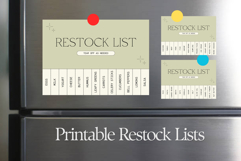 Freezer, Fridge &amp; Pantry Restock Lists Printable Kitchen Product Image 6