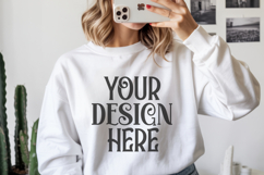 White Gildan 18000 Mockup, Sweatshirt Crewneck Mockups Product Image 1