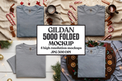 Gildan 5000 Folded Christmas Mockup, G5000 mockup Product Image 1