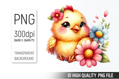 Cute Chicken, Animal Sublimation Clipart PNG Product Image 1