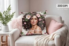 Afro Girl /Woman braided hair Pillow Design, Black Queen PNG Product Image 1