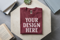 Red Gildan 5000 Flat Lay Tshirt Mockup, G5000 mockups Product Image 1