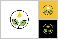 Eco Plant Icon with Leaves and sun Product Image 1