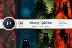 Glowing Night Owl Silhouettes Spooky Seamless Digital Paper Product Image 1